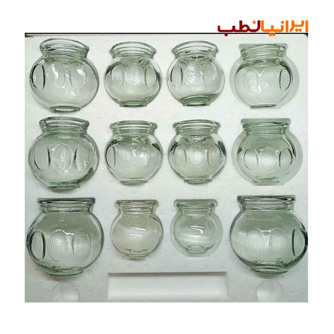 لیوان شیشه ای حجامت و بادکش گرم فالیزاک ست 12 عددی (در 5 سایز)
